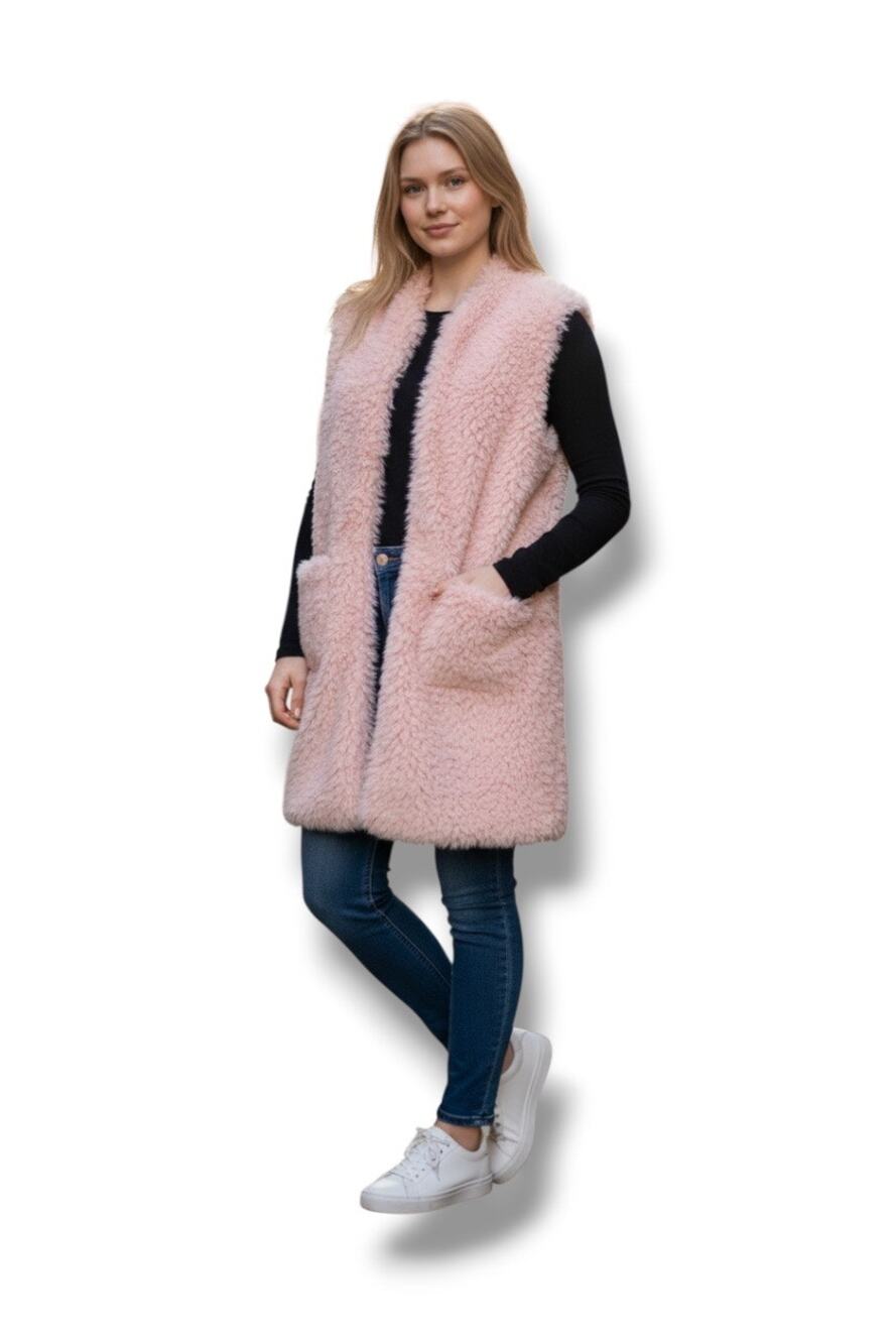 Ashley by 26 International faux fur long vest NWT size small